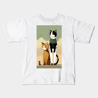 Feline Fantasies: Cats in Human Attire Kids T-Shirt